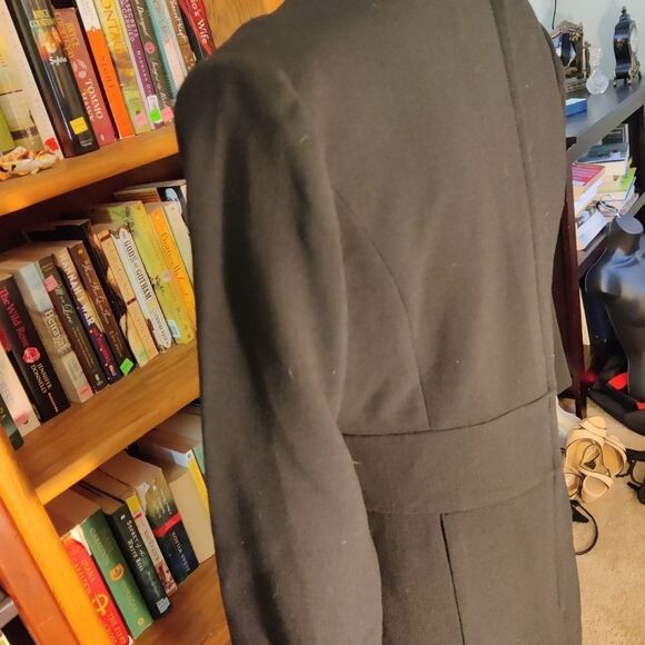 AGNONA black wool crepe square neck midi dress made in Italy euc - Picture 6 of 9